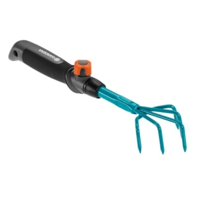 Image de griffe à fleurs Combisystem de Gardena : piocheuse 5 dents pour ameublir le sol des massifs et jardinières, largeur 7 cm, poignée ergonomique, protection contre la corrosion (8923 20)
