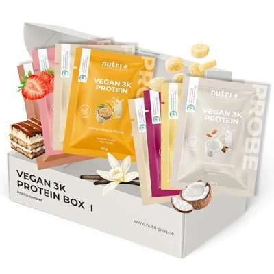 Image de Nutri + Protein Sample Set (8x 30 g) Pack d&#039;essai de poudre protéines végétaliennes 3k Kit d&#039;échantillons mixte du test