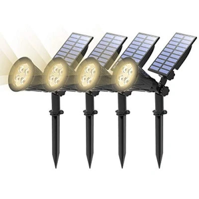 Image de T SUN 【4 Pack】 Spot Solaire Extérieur Éclairage Étanche Lampe Jardin LED Projecteur Décoration pour Paysage Cour Chemin Allé (4000K)