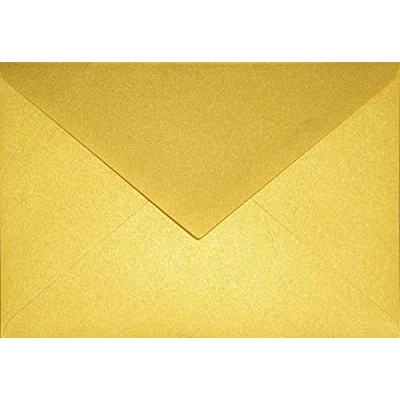 Image de Netuno 100 enveloppes dorées nacrées C6 114x162mm Aster Metallic Cherish rabat pointu brillantes métallisées pour invitations anniversaires mariage cartes de vœux Noël