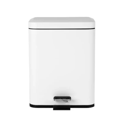 Image de Beldray poubelle à double compartiment de séparation rectangulaire, 5 l, seau intérieur amovible, pédale pied, grande pour bureau, salle bain, chambre coucher, blanc,