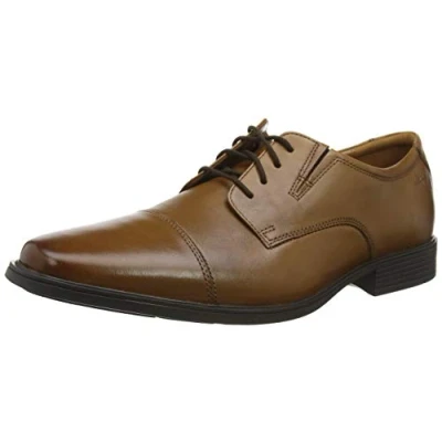 Image de Clarks Homme Tilden Cap Plat Oxford, Foncé Tan Lea, 40 EU