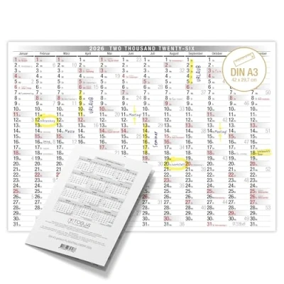 Image de TOBJA Calendrier mural 2025 A3 clair avec jours fériés et numéros de semaine. annuel 2025, format A3, 30 x 42 cm