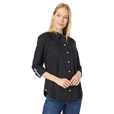 Image de Tommy Hilfiger Roll Tab Chemise à Bouton Bas, Noir 01, XL Femme
