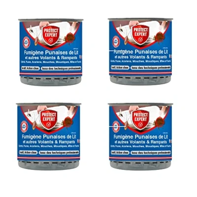 Image de PROTECT EXPERT Lot De 4 Fumigènes Anti punaise Lit 4x 10 G Elimine Les Larves, Punaises et Acariens sans Dépôts Visibles ni Odeurs Persistantes, Curatif action choc