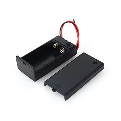Image de support de batterie 9v, boîtier 9V volts DC avec fil plomb et interrupteur, PP3 pour applications électroniques petits projets loisirs