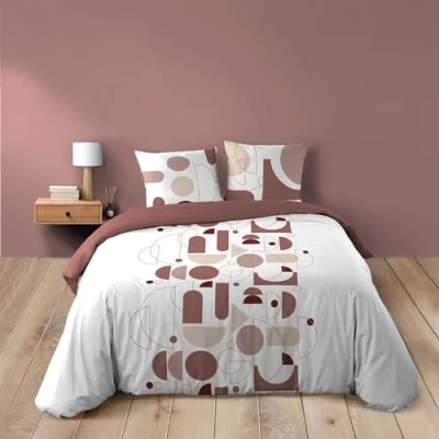 Image de douceur d&#039;intérieur, Parure 3 Pièces (240 x 220 cm) Chilipop Rose, 100% Coton