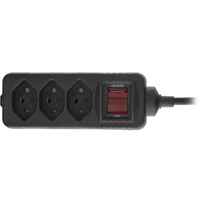 Image de InLine® Multiprise Suisse 3 Prises avec Interrupteur, 1,5 m, Noir