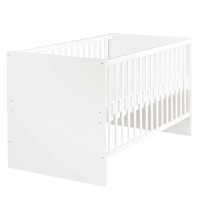 Image de roba Lit Bébé Évolutif Anton 70 x 140 cm Convertible en Enfant Réglable Hauteur Coins de Conversion Incluses 3 Barreaux Amovibles Blanc