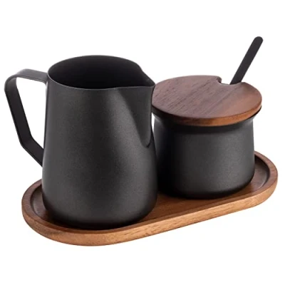 Image de APS 634 Service à lait et sucre en bois d&#039;acacia avec revêtement PTFE Noir