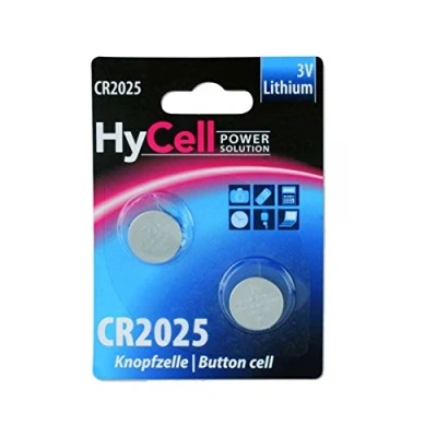 Image de HyCell Piles bouton Lithium CR2025 3V (lot de 2) plates standard résistantes et à longue durée vie boutons pour clé voiture, télécommande, appareil mesure, etc.