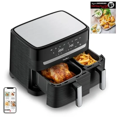 Image de Moulinex Easy Fry Dual Friteuse sans huile, 8,3L, 2 tiroirs, 7 Programmes, Air Fryer, Digital, Livre 20 recettes YY5545FB