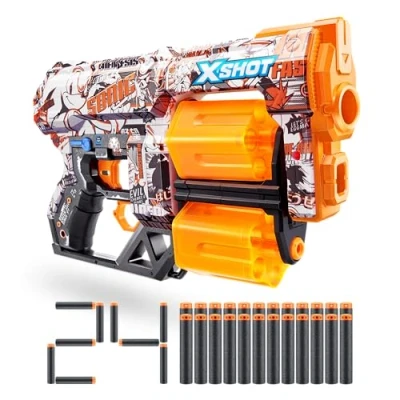 Image de Pistolet Dread XSHOT Skins Sonic Retro Le Hérisson avec 24 fléchettes, Deux barils rotatifs, Technologie de fléchettes à Poche d&#039;air, Mousse pour Enfants