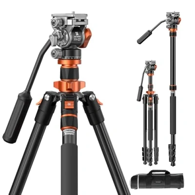 Image de K&amp;F Concept Trepied Appareil Photo 200cm, Trépied Video avec Tête Fluide pour Panoramique et Inclinaison, Camera Monopode, Compatible Arca Swiss Reflex DSLR Charge:5kg