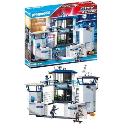 Image de Playmobil 6872 Centre de Commande la Police avec Prison City Action Comprend Trois Personnages, Deux cellules, Une hélisurface et des Accessoires Dès 4 Ans