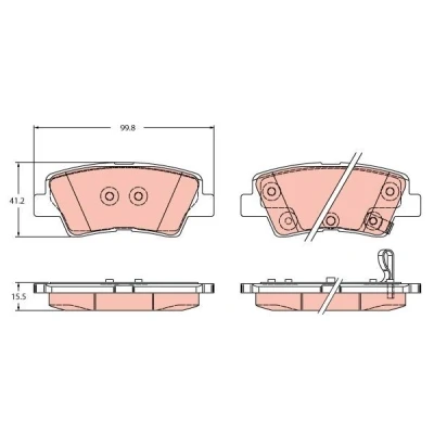 Image de TRW GDB2353 Jeu de plaquettes frein avec indicateur d&#039;usure KIA: Optima / K5 Berline