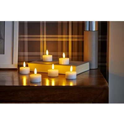 Image de Auraglow Lot de 6 bougies chauffe plat LED en cire véritable avec mèche à piles