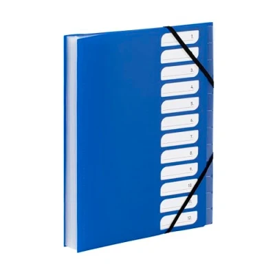 Image de Viquel Trieur document A4 avec 12 Compartiments Organisateur de bureau extensible Porte index Fermeture par élastique Gamme FEEL&#039;EASY Bleu Marine