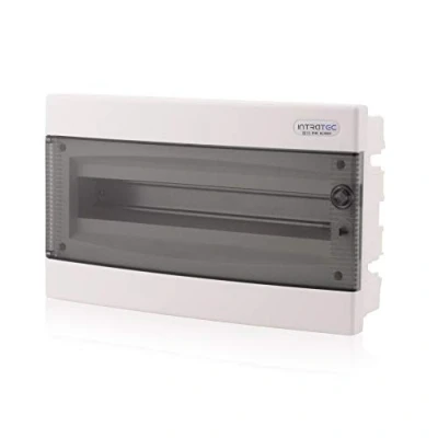 Image de Boîte à fusibles encastrée IP40 Boîtier de distribution 1 rangée jusqu&#039;à 18 modules Porte transparente pour installation dans une pièce sèche la maison