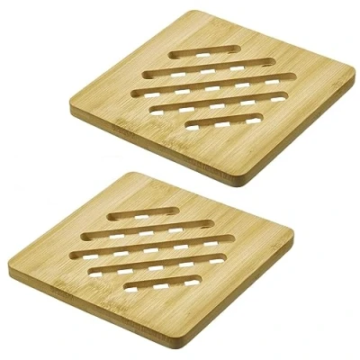 Image de Westmark Dessous de Plat Tapas + Friends Socles carrés pour protéger la Table des Rayures et brûlures, idéal à Manger Bambou, 17 x cm, 2 pcs.