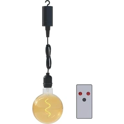 Image de CALEX Lampe suspendue extérieure avec ampoule filament dorée Éclairage suspendu à batterie Luminaire décoratif piles 4 lumens lumière douce