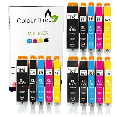 Image de Colour Direct PGI 570XL CLI 571XL Remplacement des Cartouches d&#039;encre compatibles pour Canon S5051 TS5050 MG6851 MG5751 MG6850 TS6050 MG5753 MG6852 TS5053 TS6051 3 Ensembles