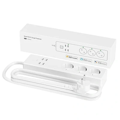 Image de Multiprise WiFi Intelligente pour HomeKit Refoss, avec 3 Prises Secteur et 4 Ports USB, Compatible Apple Siri, Alexa, Google Assistant, 2.4Ghz
