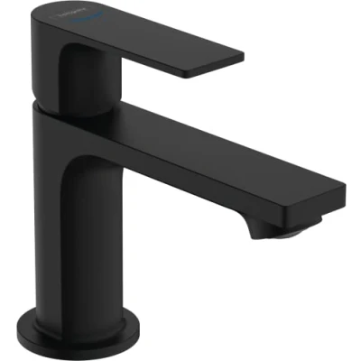 Image de hansgrohe Rebris E Mitigeur de lavabo eau froide sans tirette ni vidage, Robinet salle bain avec hauteur sous bec 84 mm, économie d&#039;eau (EcoSmart), Noir mat, 72506670