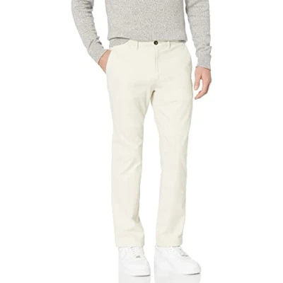 Image de Amazon Essentials Pantalon Chino Extensible Style décontracté Coupe Droite Homme, Gris Pierre, 34W / 33L