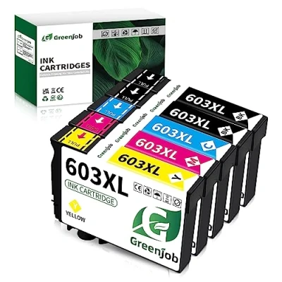 Image de Greenjob 603XL Multipack Cartouche d&#039;encre pour Epson 603 XL Expression Home XP 2100 2105 2150 2155 3100 3150 3155 4100 4150 WF 2810 2820 2830 (Paquet de 5)