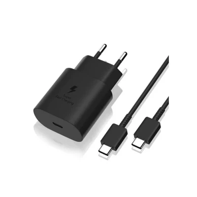 Image de Little Boutik Chargeur Noir Rapide 25W + Cable USB C pour Samsung S24 / Plus Ultra S23 FE A54 A55 A15 A35 /S23 S22 S21 A53