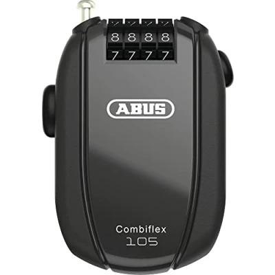 Image de ABUS Antivol à câble Combiflex pour sécuriser les skis, le casque, la poussette et bagages Rest 105 cm de long 2,4 mm d&#039;épaisseur avec code chiffré support CHR, noir