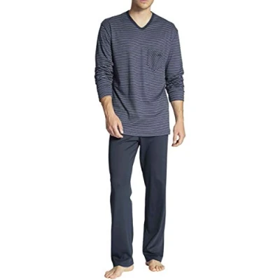 Image de CALIDA Pyjama Manches Longues Relax 100% Coton Interlock (Dark Sapphire)