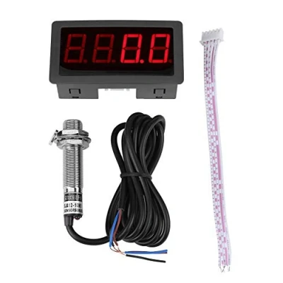 Image de Samfox Tachymètre Numérique 4 Compteurs de Vitesse à LED + Capteur Détecteur Proximité Effet Hall NPN (Couleur : Red)