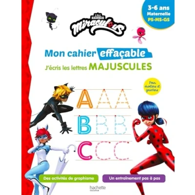 Image de Miraculous Mon cahier effaçable J&#039;écris les lettres majuscules (3 6 ans)