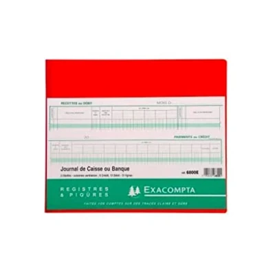 Image de EXACOMPTA Piqûre 27 x 32 cm Journal de caisse ou banque 13 débit 6 crédit 31 lignes 80 pages
