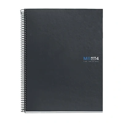 Image de Miquelrius Carnet de notes A4 (210 x 297 mm), 4 Colour Stripes, 160 Feuilles quadrillées 5 mm, Papier extra opaque 70 g/m², Trous perforation, Couverture rigide, Couleur graphite