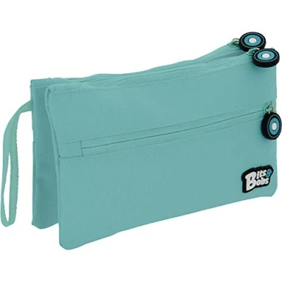Image de Grafoplás 37545331. Trousse scolaire plate double, couleur bleu clair, 21 x 12 cm, Bits &amp; Bobs