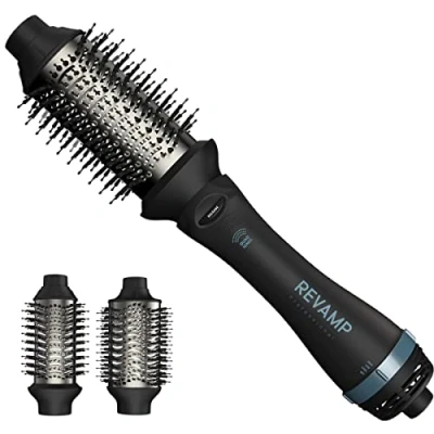 Image de Revamp Progloss Volume &amp; Style Hot Brush Styler 4 en 1 Air 1000 W Sécher, démêler, coiffer le volume, 2 têtes de brosse et 3 niveaux chaleur