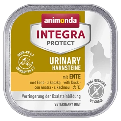 Image de Animonda INTEGRA PROTECT Nourriture Humide pour Chat urinaire Oxalstein Canard (16 x 100 g), recommandée par Le vétérinaire en Cas de calculs urinaires, complément Alimentaire développé avec des