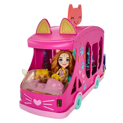 Image de Enchantimals Coffret Camion Mode Avec Poupée 15 Cm Et Figurines Meilleurs Amis Animaux, Remorque Pour +25 Accessoires, Jouet Enfant, A Partir De 4 Ans, HPB34