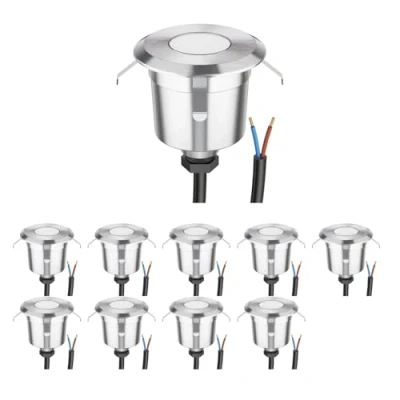 Image de ledscom.de 10 pièces LED encastrés de sol AGENA pour l&#039;extérieur, IP65, inox, rond, 60mm Ø, blanc chaud