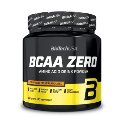 Image de BioTechUSA BCAA Zero Acides aminés essentiels en poudre 6g avec L Leucine instantanée Vegan sans sucre, lactose, gluten, 360 g, Fruits tropicaux