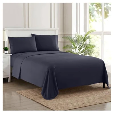 Image de Sweet Home Collection Parure de lit Luxe 1800 Fils au Pouce carré Draps en Microfibre brossée Douce qualité égyptienne Ensemble literie avec Drap Plat, Housse, 2 taies d&#039;oreiller