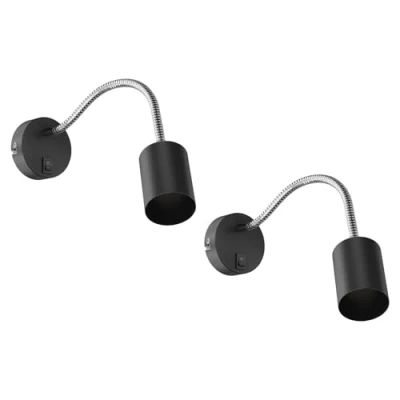 Image de ledscom.de 2 pièces lampe de lecture/applique WAIKA, col cygne, interrupteur, noir mat, 1x GU10 max. 60W