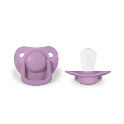 Image de Filibabba® Lot de 2 tétines pour bébé en silicone dans belles couleurs mates adaptées à la mâchoire Design danois pièces avec boîte (lavande légère, 0 6 mois)