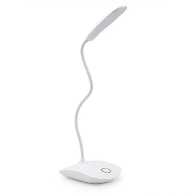 Image de lampe de table LED, bureau, chevet, lumière, lampe, rotative, base flexible, dimmable, à piles, blanc