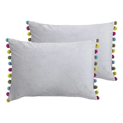 Image de Paoletti Coussins remplis de Plumes Fiesta Twin Pack, Polyester, Colombe/Multi, 35 x 50cm