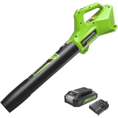 Image de Greenworks G24ABIIK2 Souffleur à Batterie Axial de Feuilles Mortes sans Fil, 145 km/h, 9,08 m3/Min 24V Ni Chargeur, Garantie 3 Ans