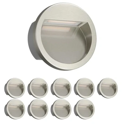 Image de ledscom.de 10 pièces LED encastrées au mur NOLA, downlight pour l&#039;extérieur, IP54, chrome brillant, 105mm Ø, blanc chaud